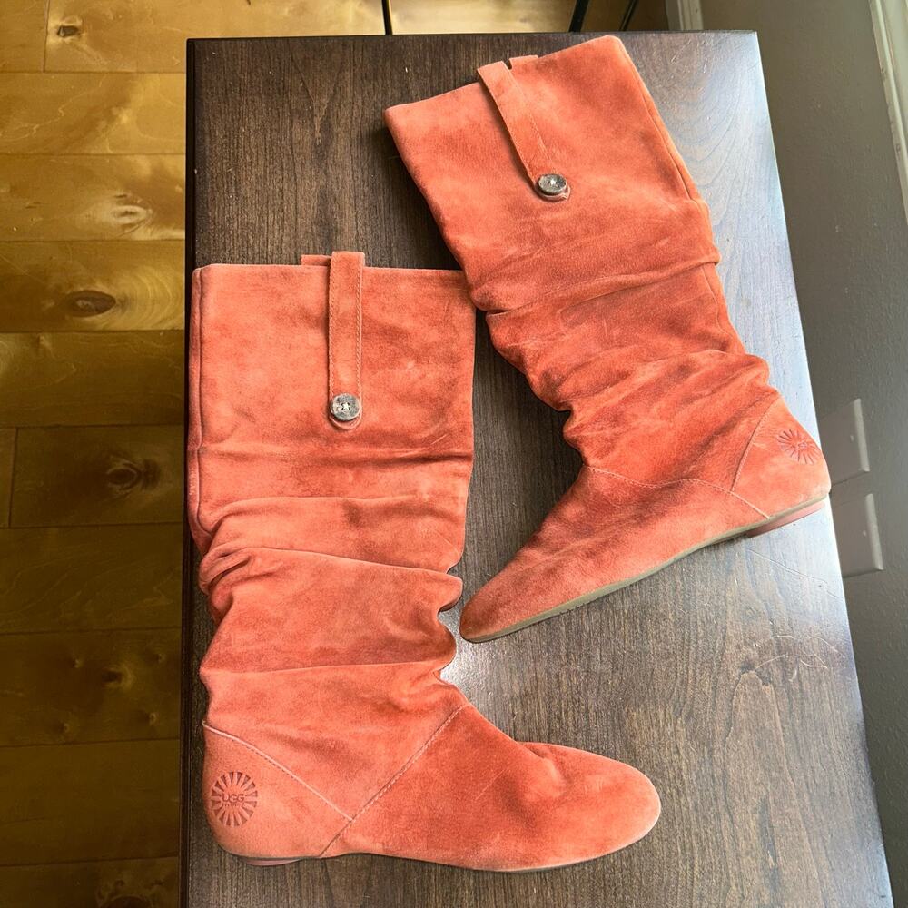 Burnt Orange suede UGG Highkoo slouch boots womens size 8
